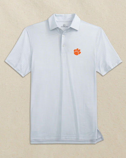 Southern Tide Clemson Tigers Driver Dunes Edge Plaid Polo For Collegiate