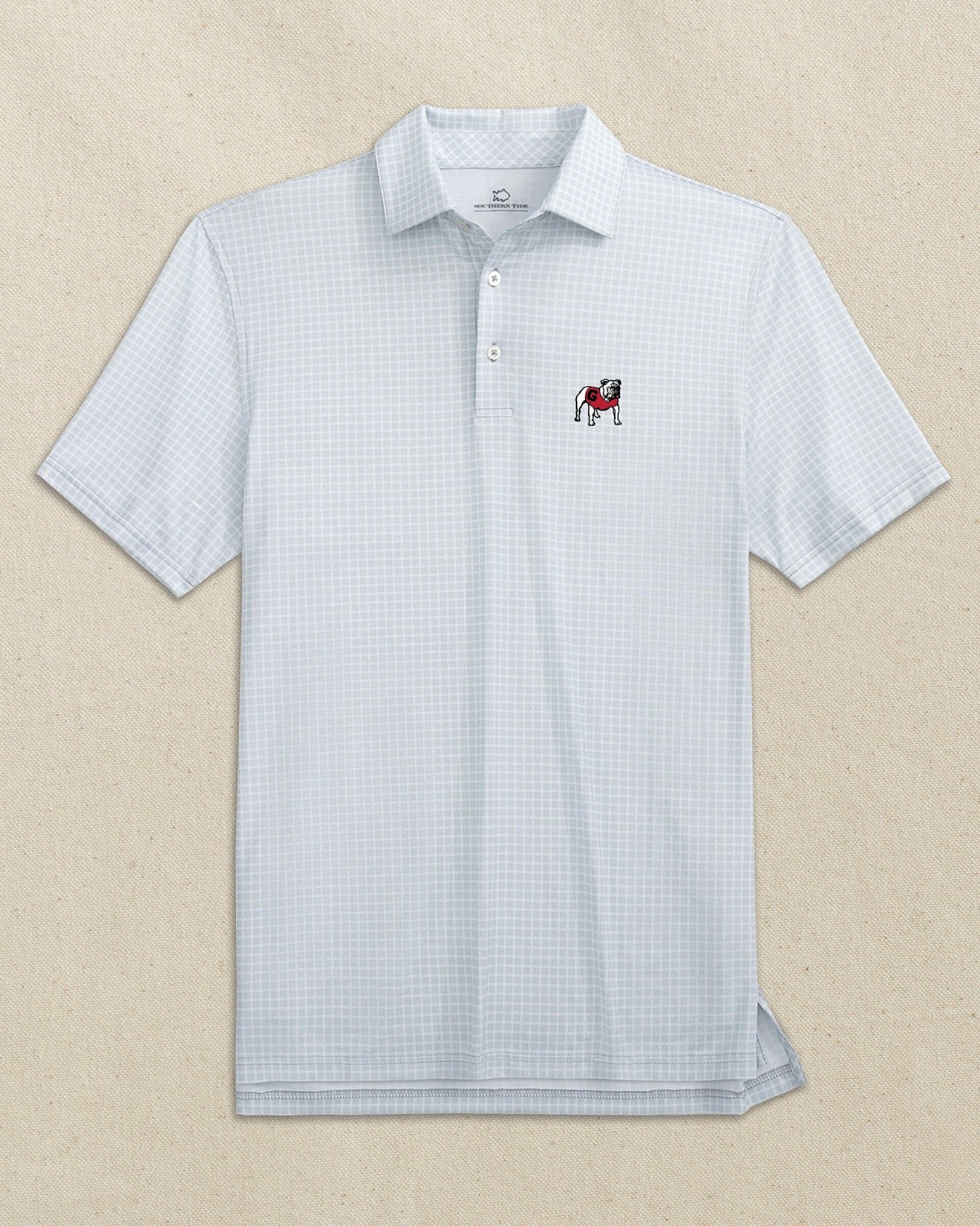 Southern Tide Georgia Bulldogs Driver Dunes Edge Plaid Polo For Collegiate