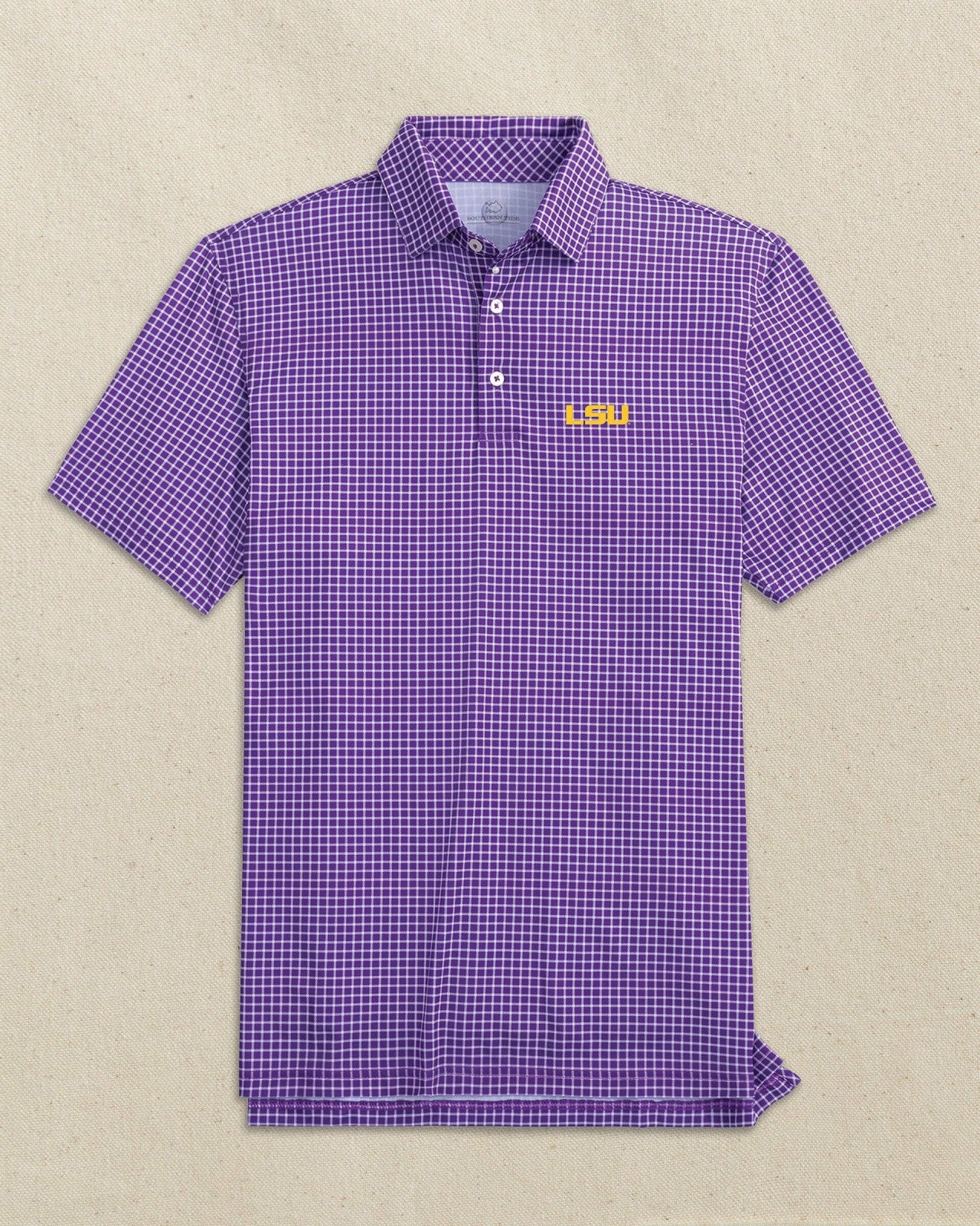 Southern Tide LSU Tigers Driver Dunes Edge Plaid Polo For Collegiate