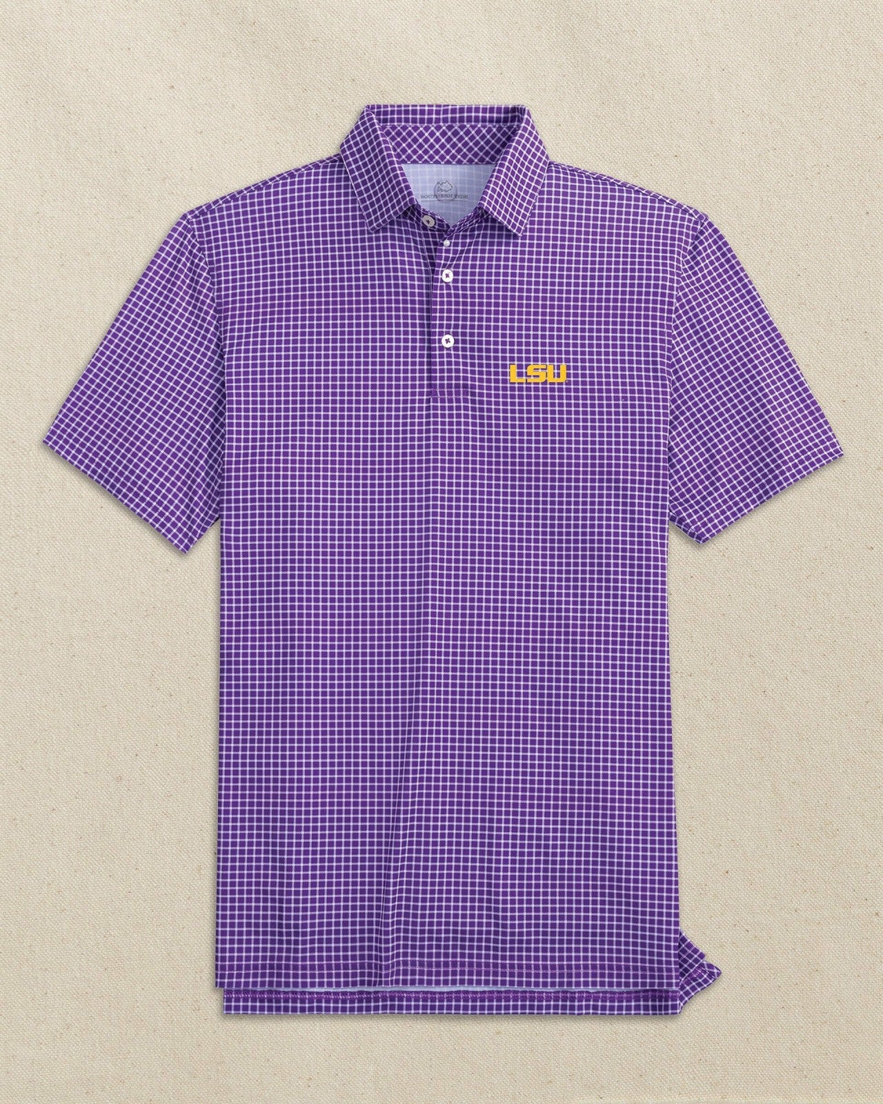 Southern Tide LSU Tigers Driver Dunes Edge Plaid Polo For Collegiate