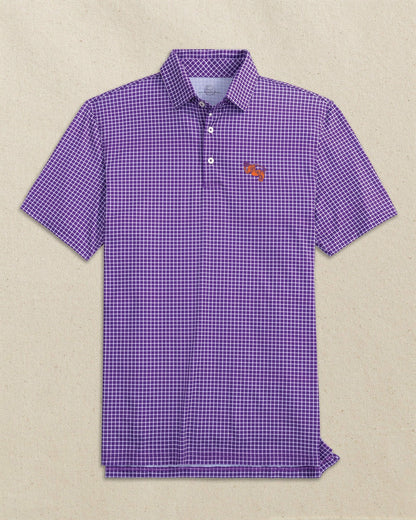 Southern Tide Clemson Gentleman Tiger Dunes Edge Plaid Polo For Collegiate