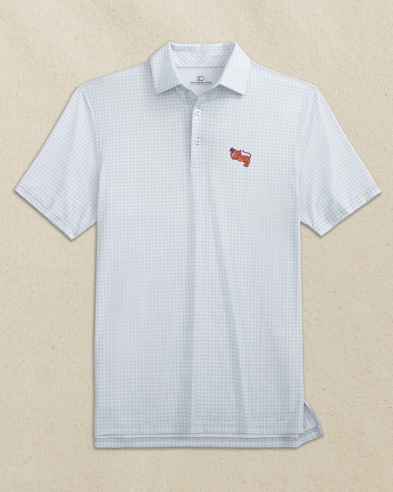 Southern Tide Clemson Gentleman Tiger Dunes Edge Plaid Polo For Collegiate