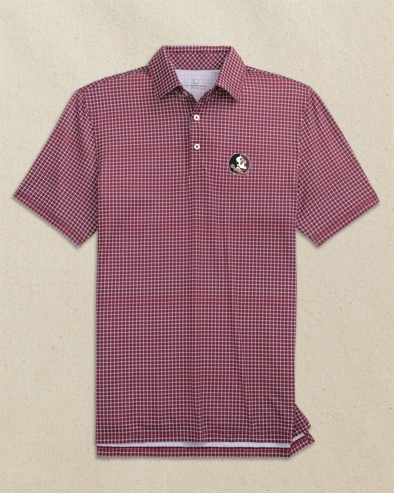 Southern Tide FSU Seminoles Driver Dunes Edge Plaid Polo For Collegiate