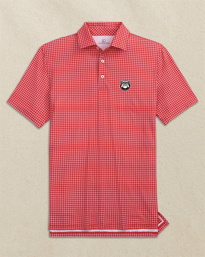 Southern Tide Georgia Bulldogs Head Dunes Edge Plaid Polo For Collegiate