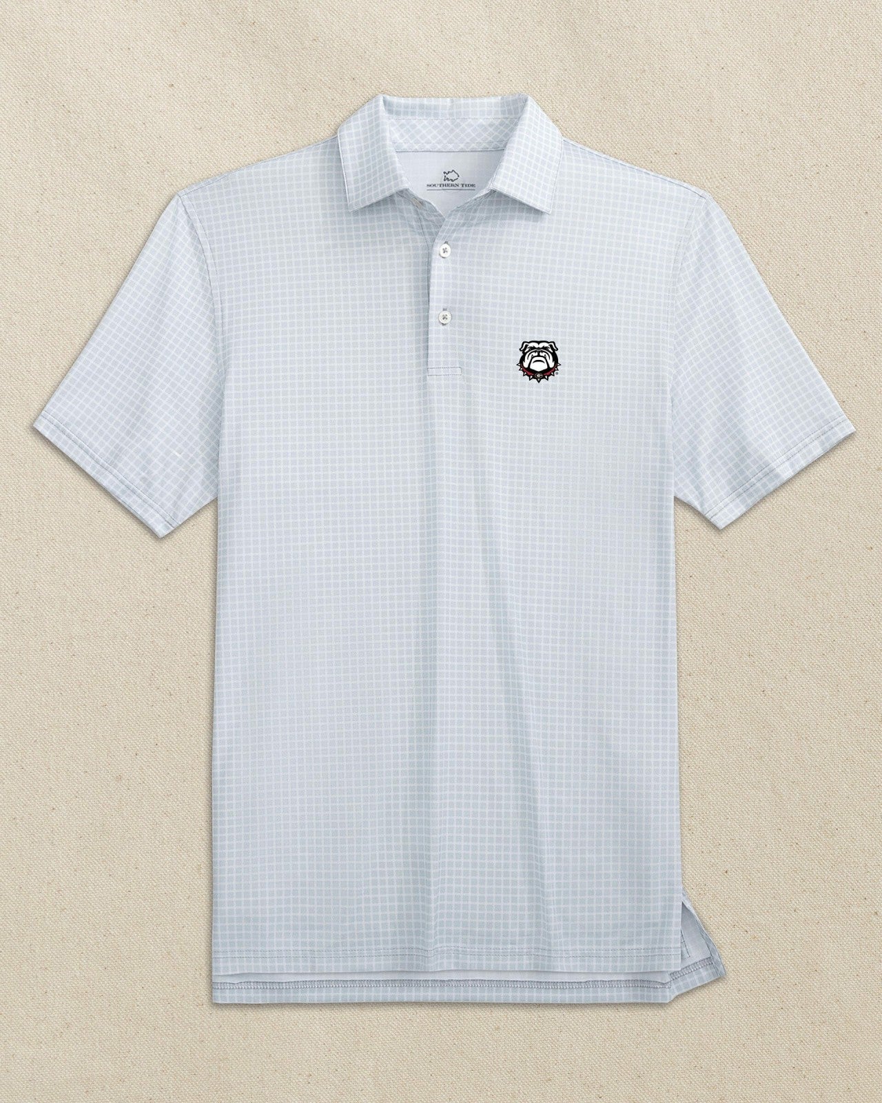 Southern Tide Georgia Bulldogs Head Dunes Edge Plaid Polo For Collegiate