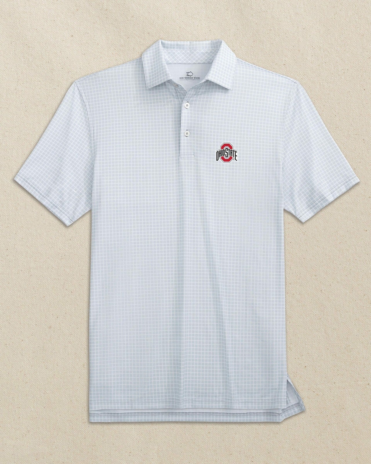 Southern Tide Ohio State Buckeyes Driver Dunes Edge Plaid Polo For Collegiate
