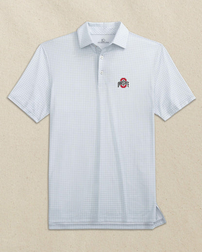 Southern Tide Ohio State Buckeyes Driver Dunes Edge Plaid Polo For Collegiate