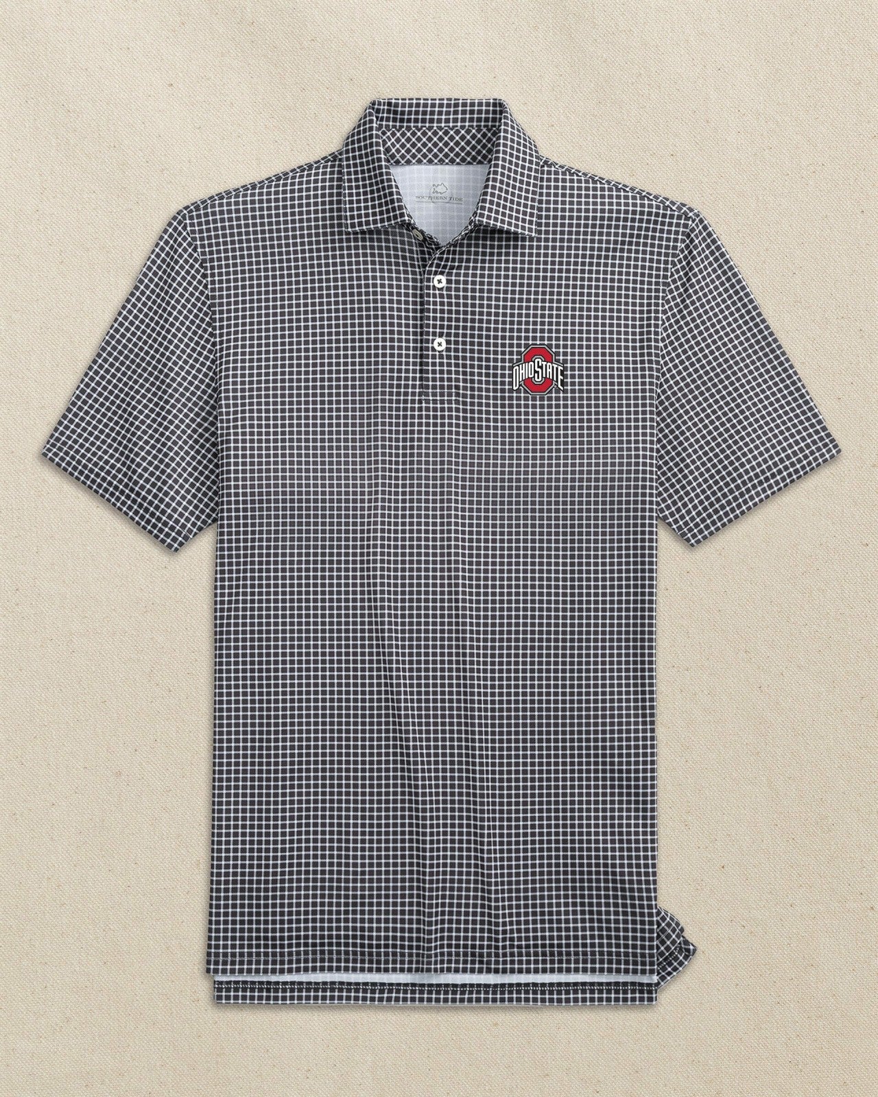 Southern Tide Ohio State Buckeyes Driver Dunes Edge Plaid Polo For Collegiate