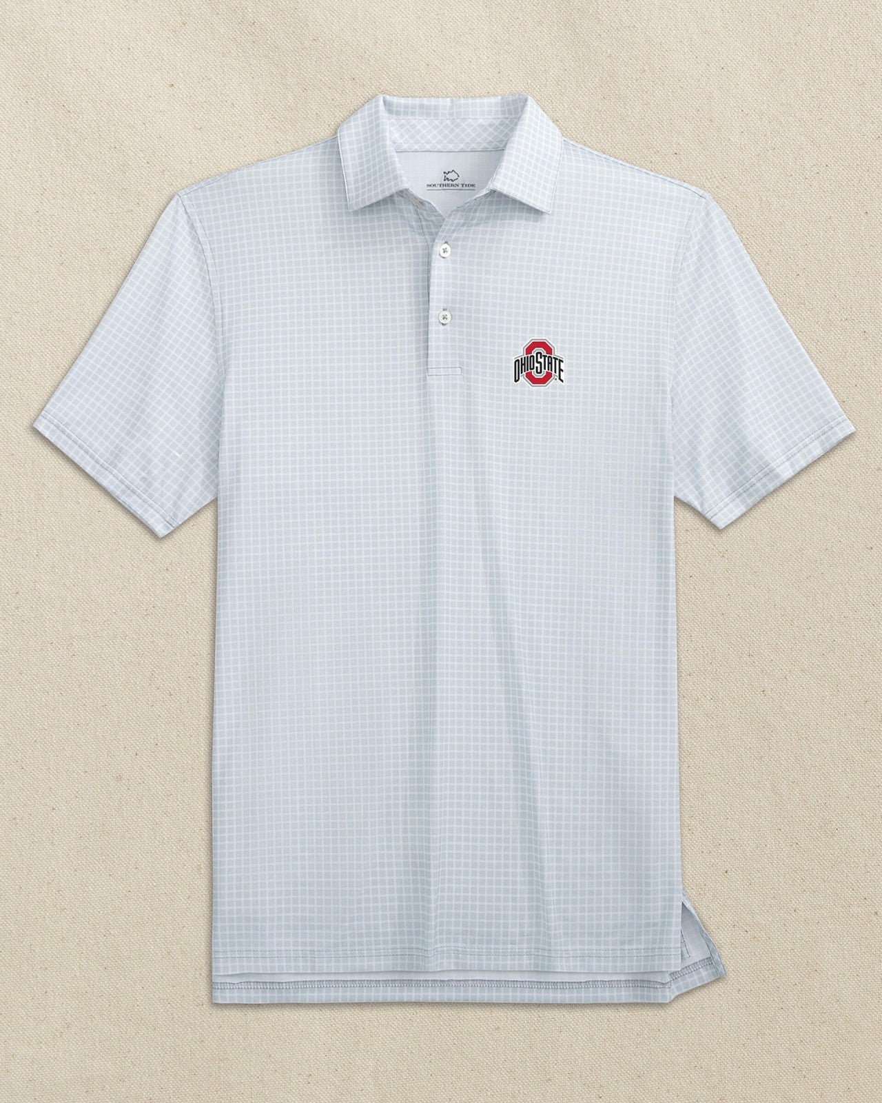 Southern Tide Ohio State Buckeyes Driver Dunes Edge Plaid Polo For Collegiate