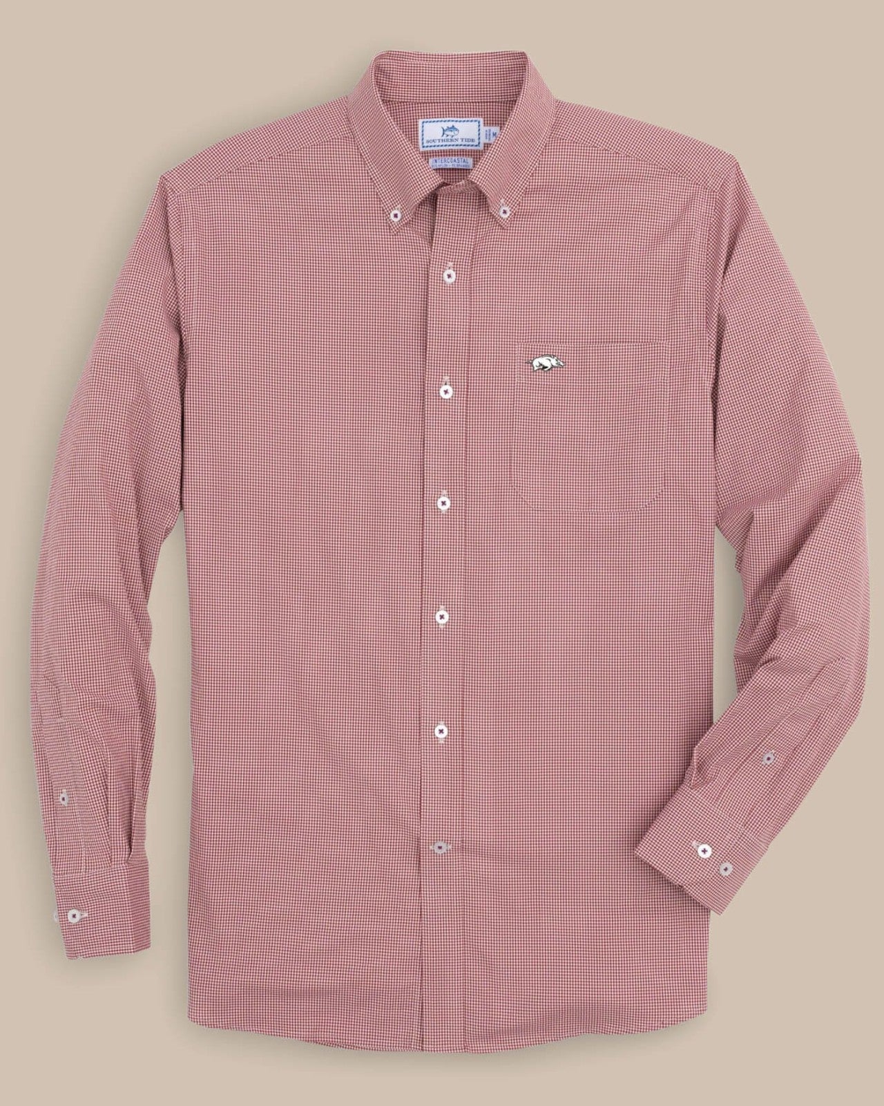 Southern Tide Arkansas Razorbacks Gingham Button Down Shirt For Collegiate