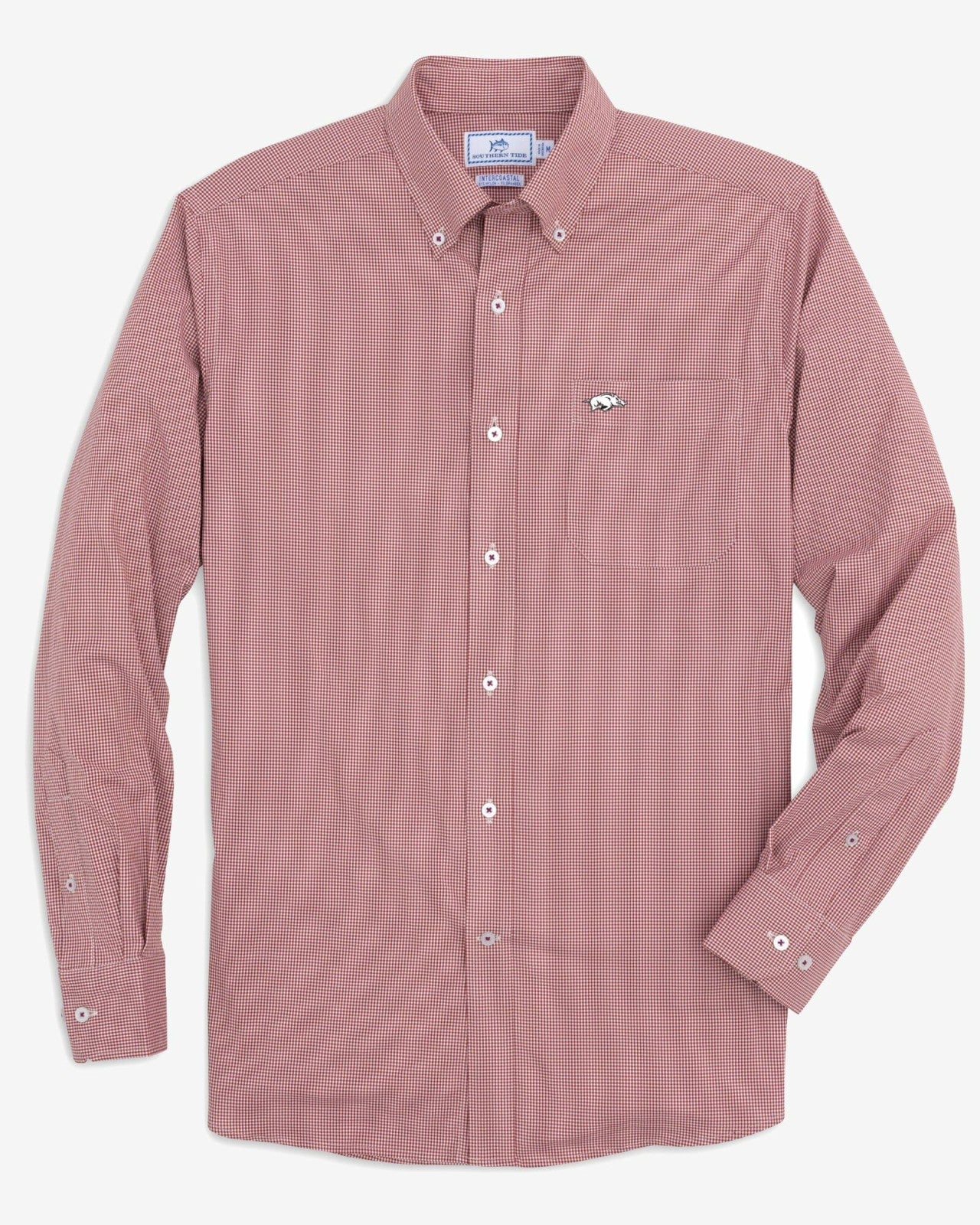 Southern Tide Arkansas Razorbacks Gingham Button Down Shirt For Collegiate