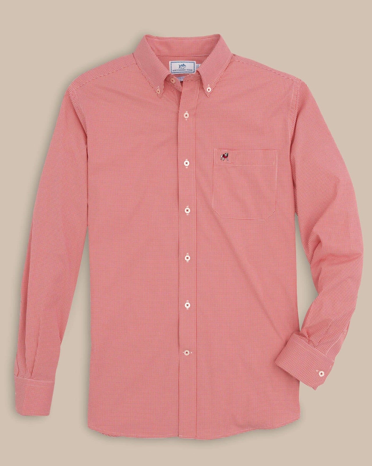 Southern Tide Georgia Bulldogs Gingham Button Down Shirt For Collegiate
