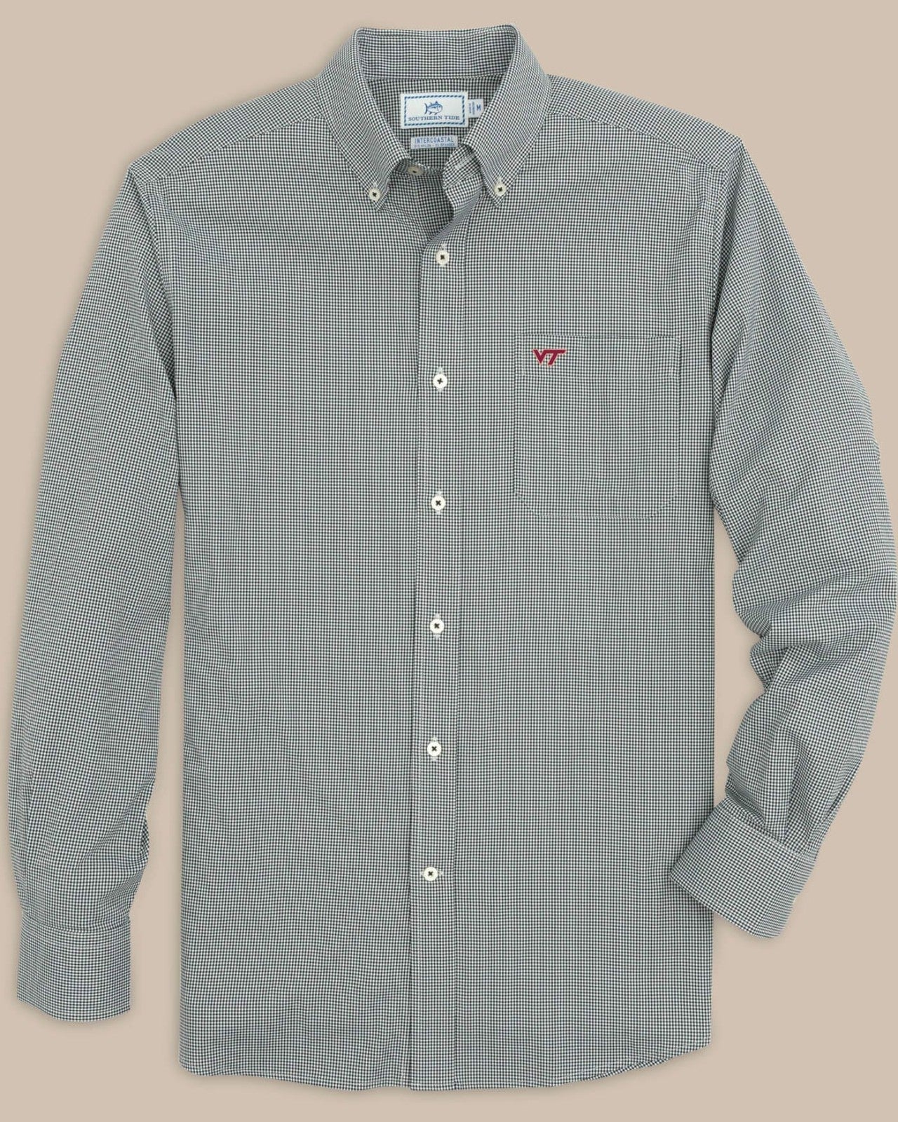 Southern Tide Virginia Tech Hokies Gingham Button Down Shirt For Collegiate
