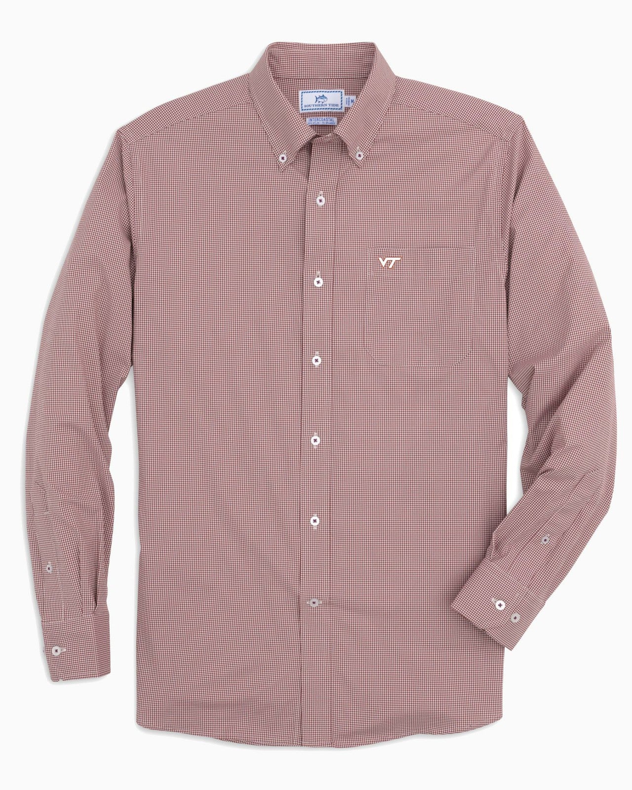 Southern Tide Virginia Tech Hokies Gingham Button Down Shirt For Collegiate