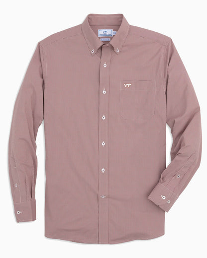 Southern Tide Virginia Tech Hokies Gingham Button Down Shirt For Collegiate