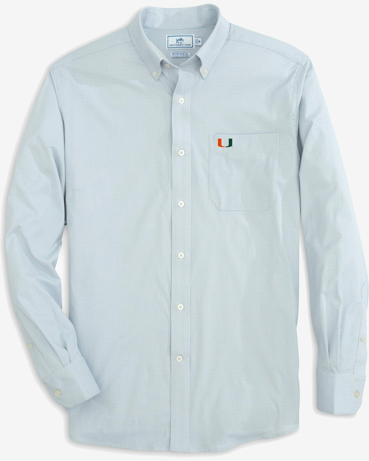 Southern Tide Miami Hurricanes Gingham Button Down Shirt Collegiate For Collegiate