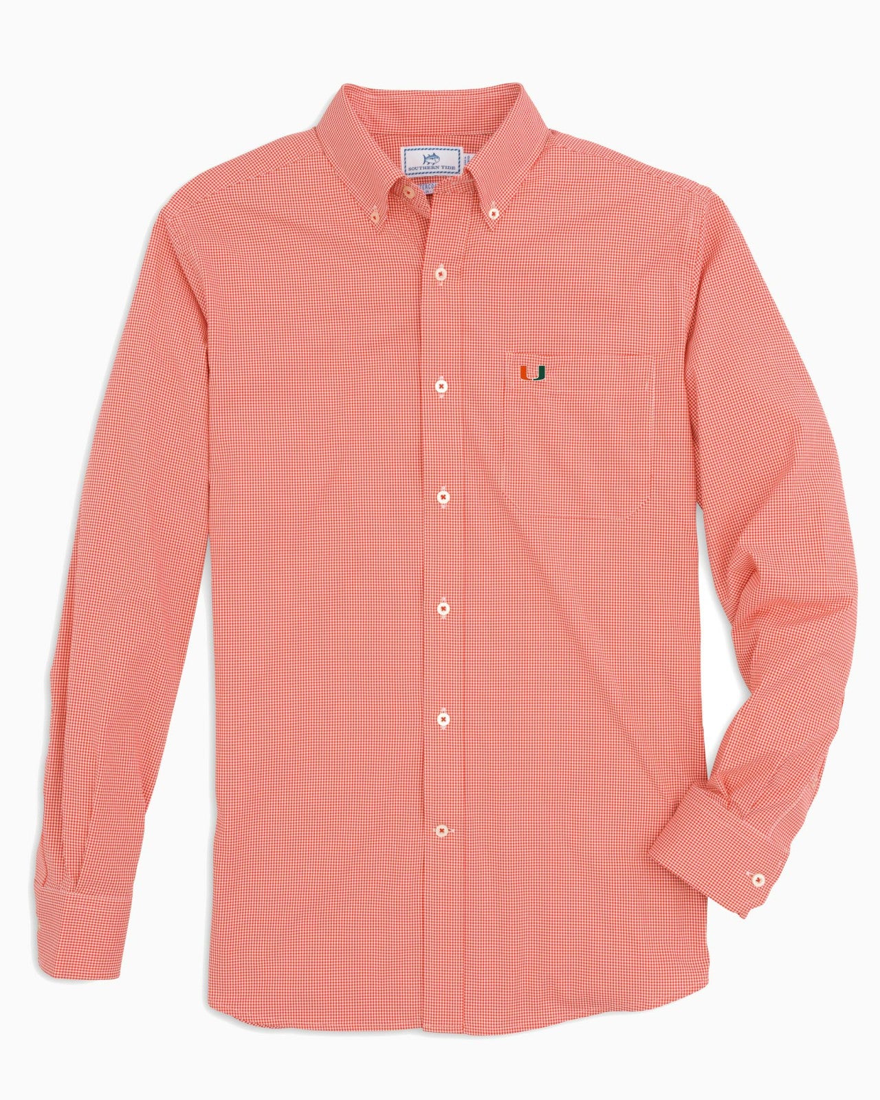 Southern Tide Miami Hurricanes Gingham Button Down Shirt Collegiate For Collegiate