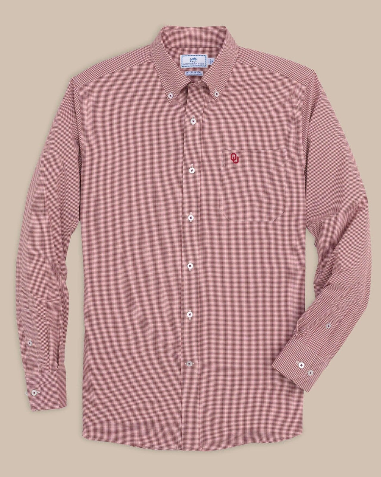 Southern Tide Oklahoma Sooners Gingham Button Down Shirt Collegiate For Collegiate