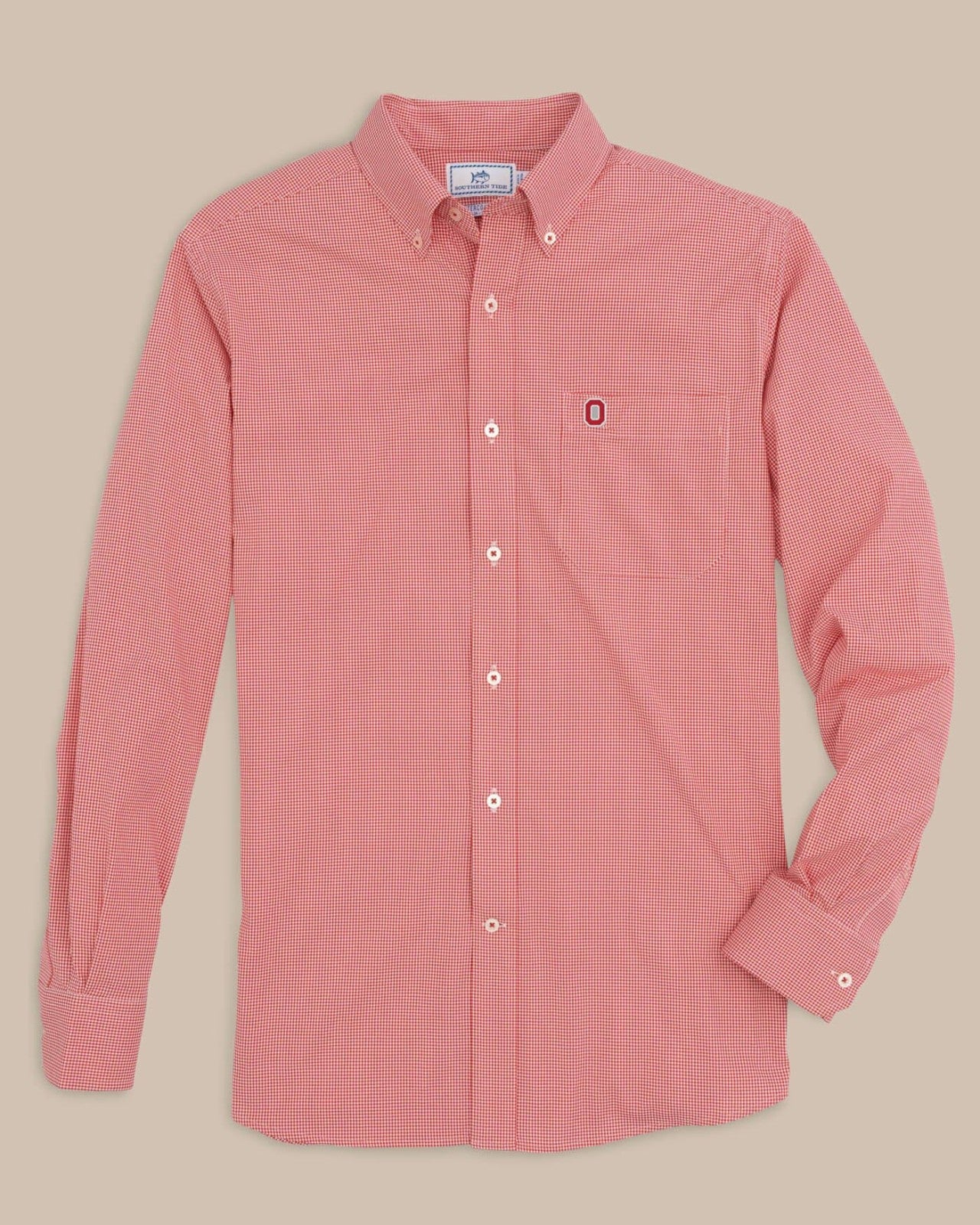 Southern Tide Ohio State Buckeyes Gingham Button Down Shirt For Collegiate