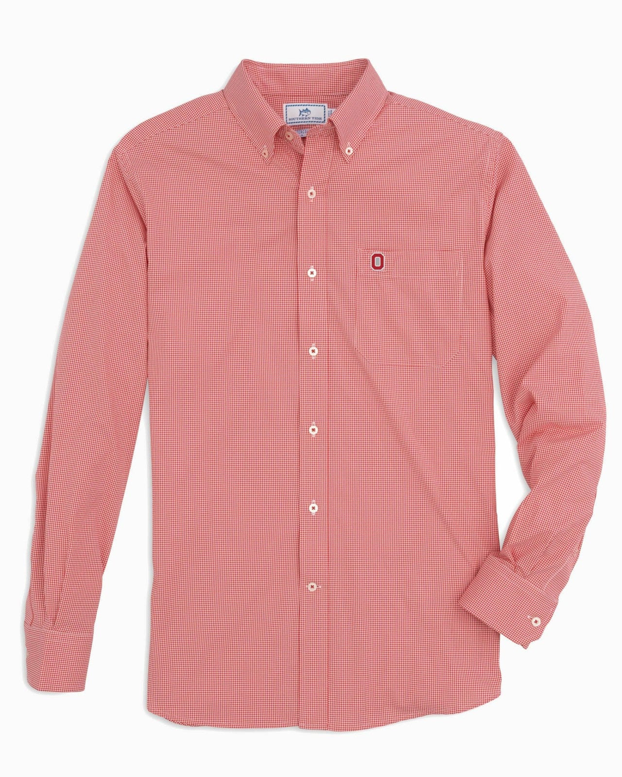 Southern Tide Ohio State Buckeyes Gingham Button Down Shirt For Collegiate