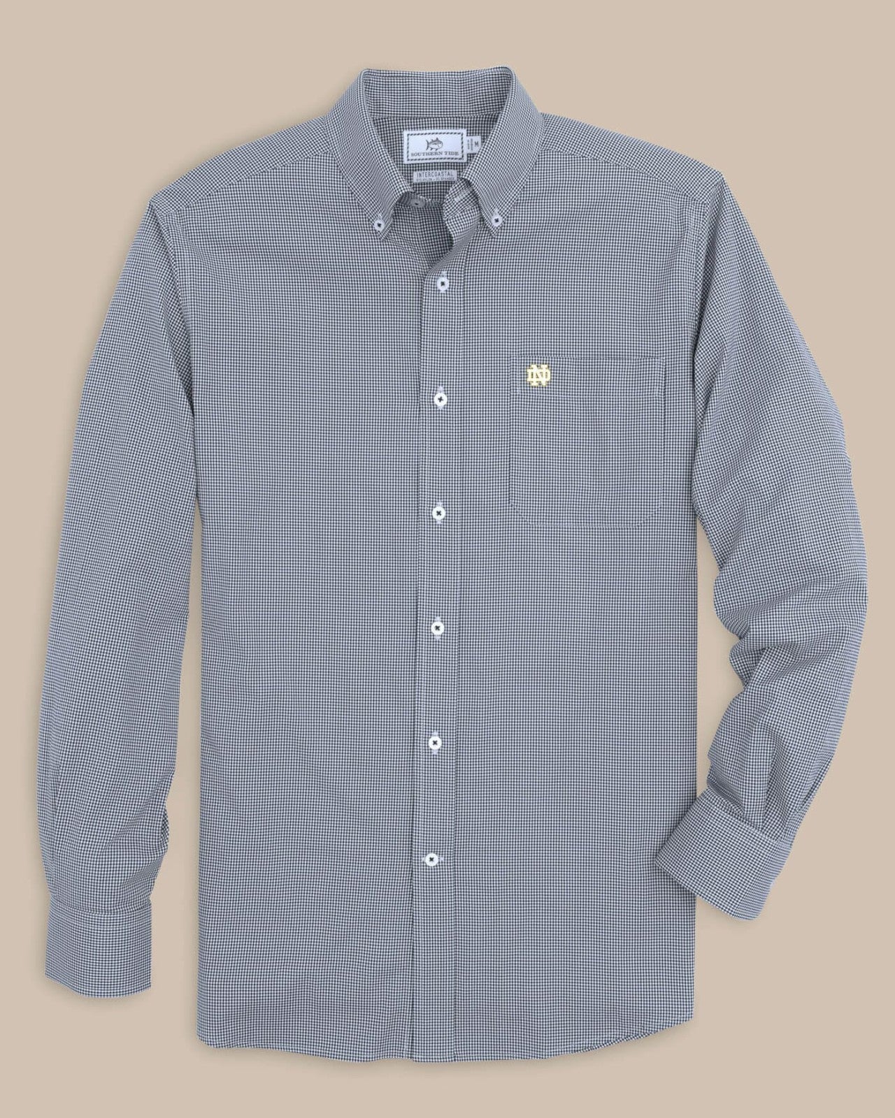 Southern Tide Notre Dame Fighting Irish Gingham Button Down Shirt For Collegiate
