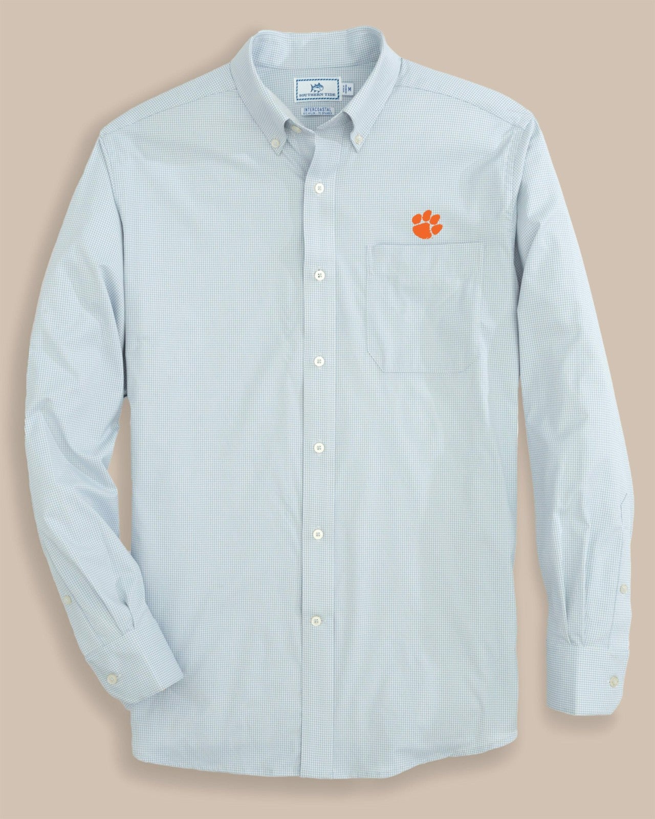 Southern Tide Clemson Tigers Gingham Button Down Shirt For Collegiate