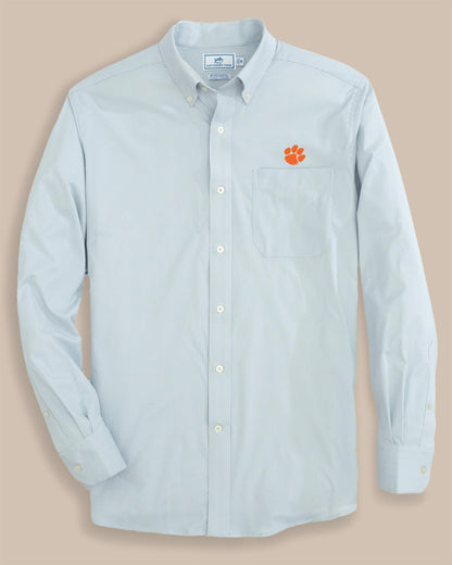 Southern Tide Clemson Tigers Gingham Button Down Shirt For Collegiate