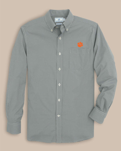 Southern Tide Clemson Tigers Gingham Button Down Shirt For Collegiate