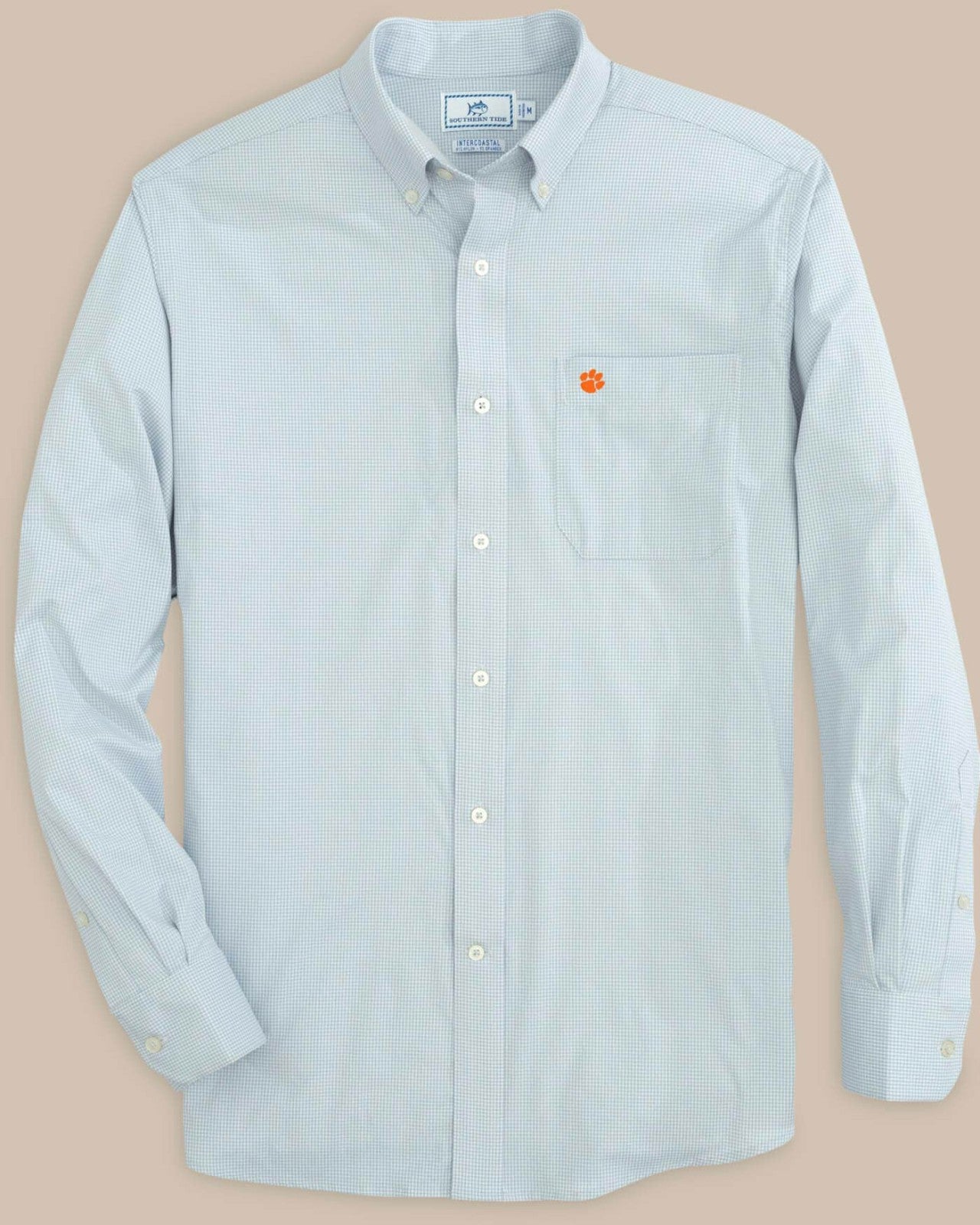 Southern Tide Clemson Tigers Gingham Button Down Shirt For Collegiate