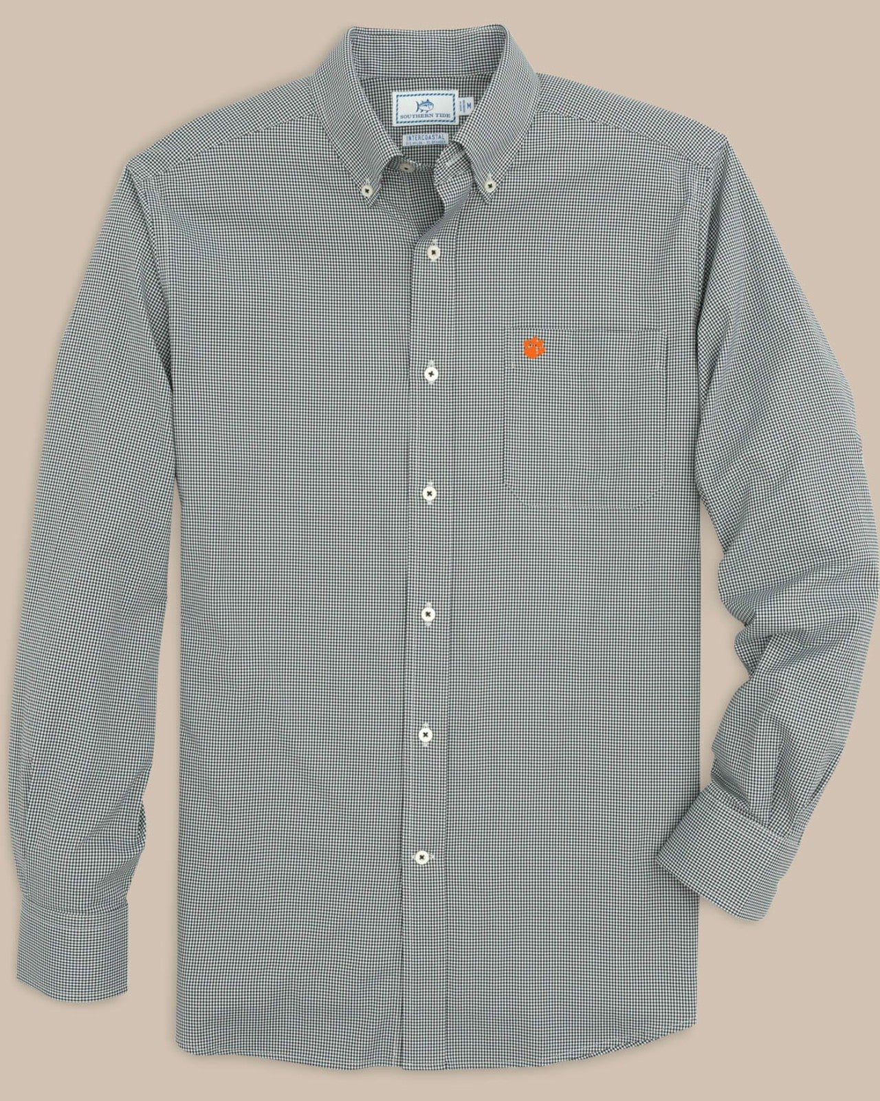 Southern Tide Clemson Tigers Gingham Button Down Shirt For Collegiate