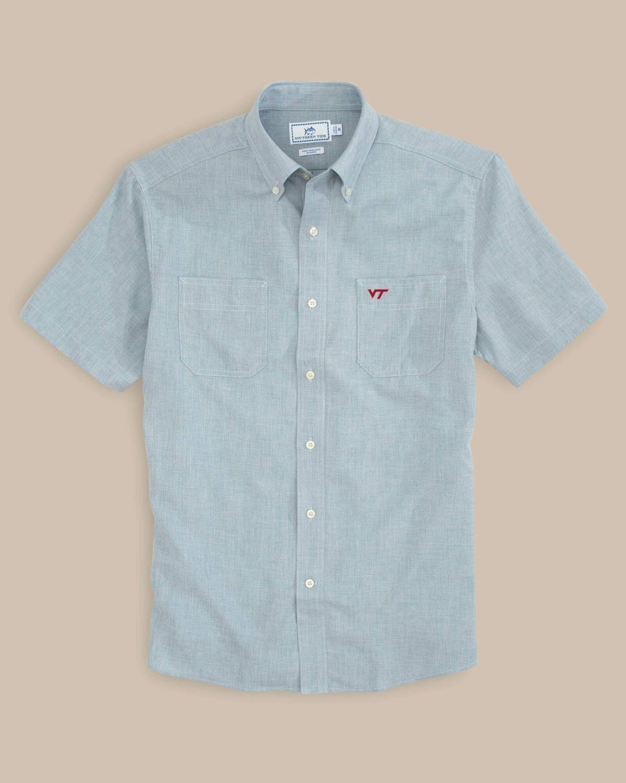 Southern Tide Virginia Tech Hokies Short Sleeve Button Down Shirt For Collegiate