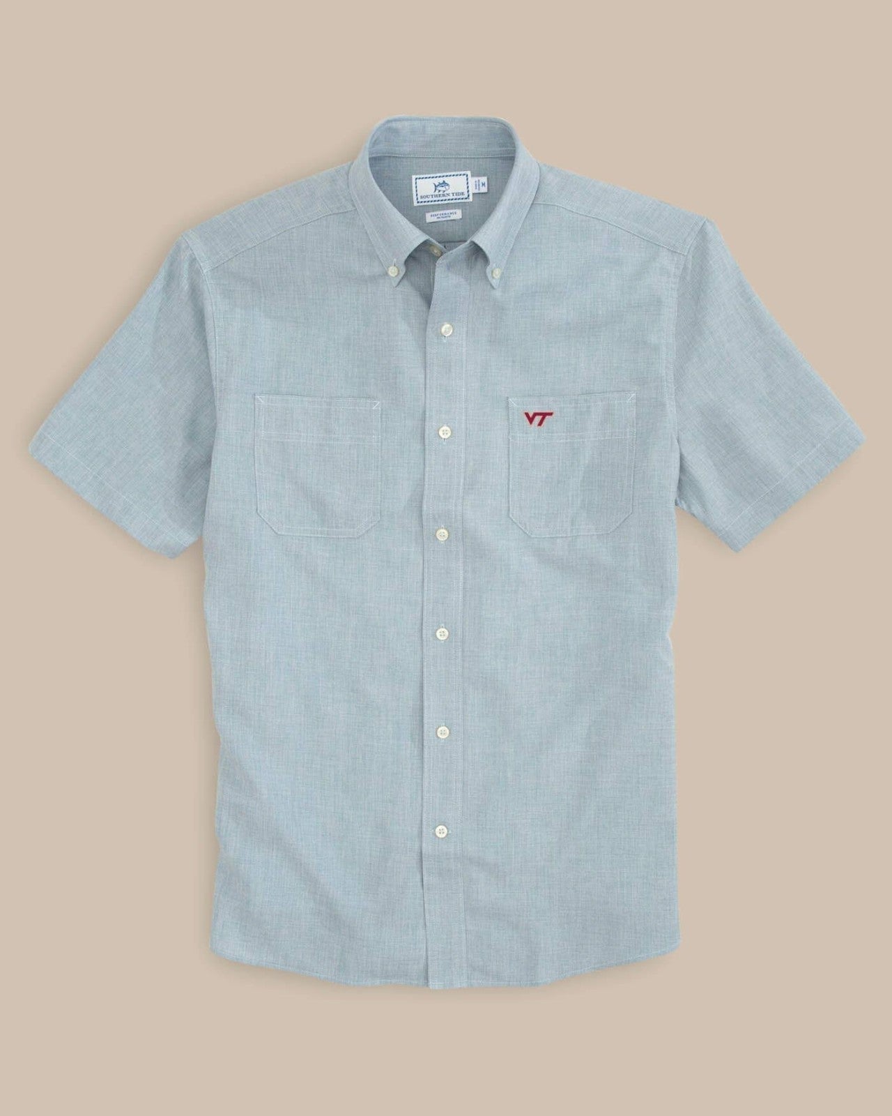 Southern Tide Virginia Tech Hokies Short Sleeve Button Down Shirt For Collegiate