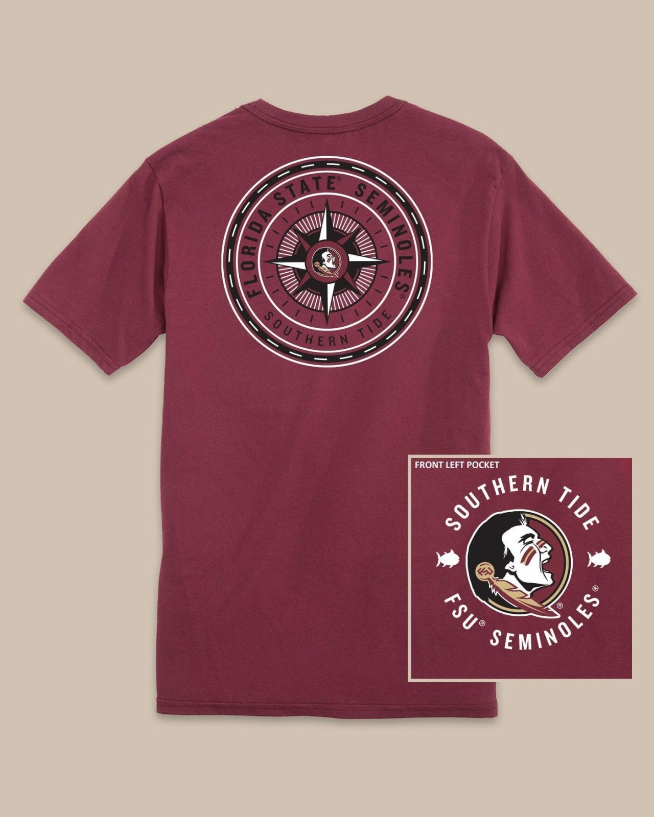 Southern Tide FSU Seminoles Gameday Collegiate Compass T-Shirt For Collegiate