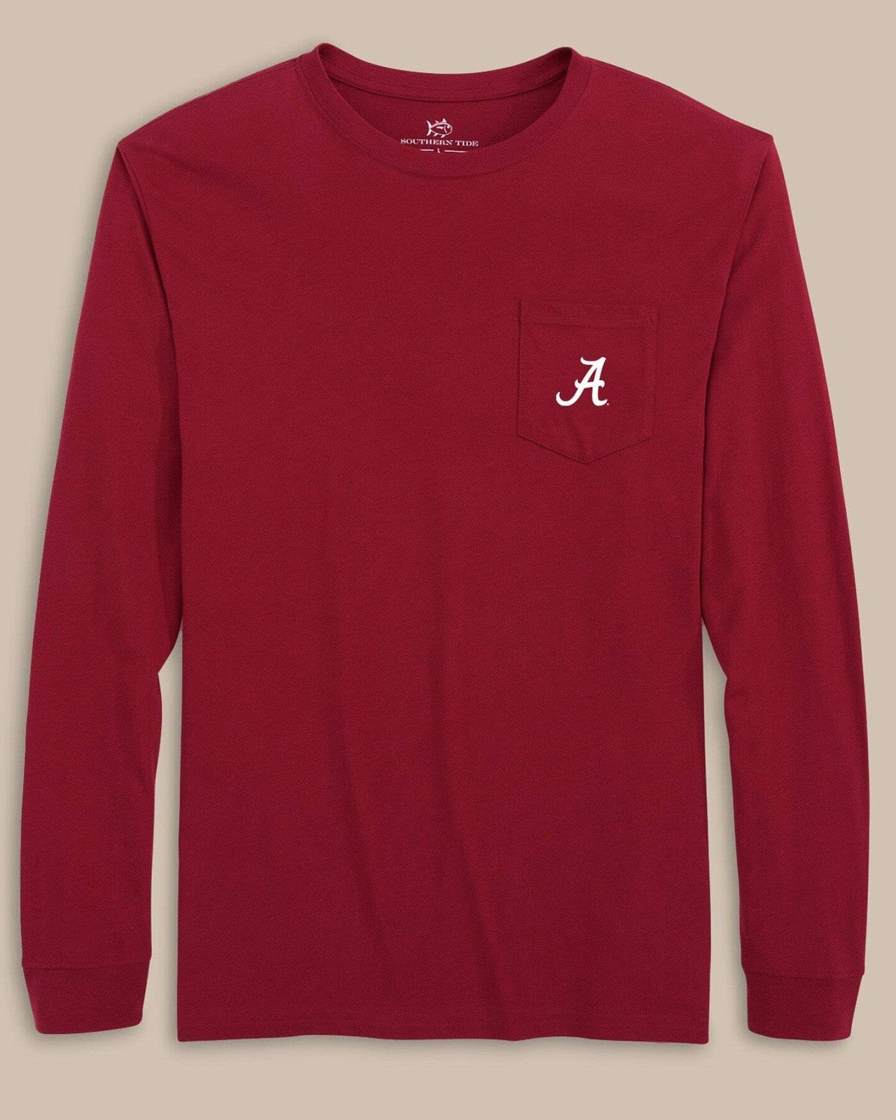 Southern Tide Alabama Crimson Tide Embroidered Long Sleeve T-Shirt For Collegiate