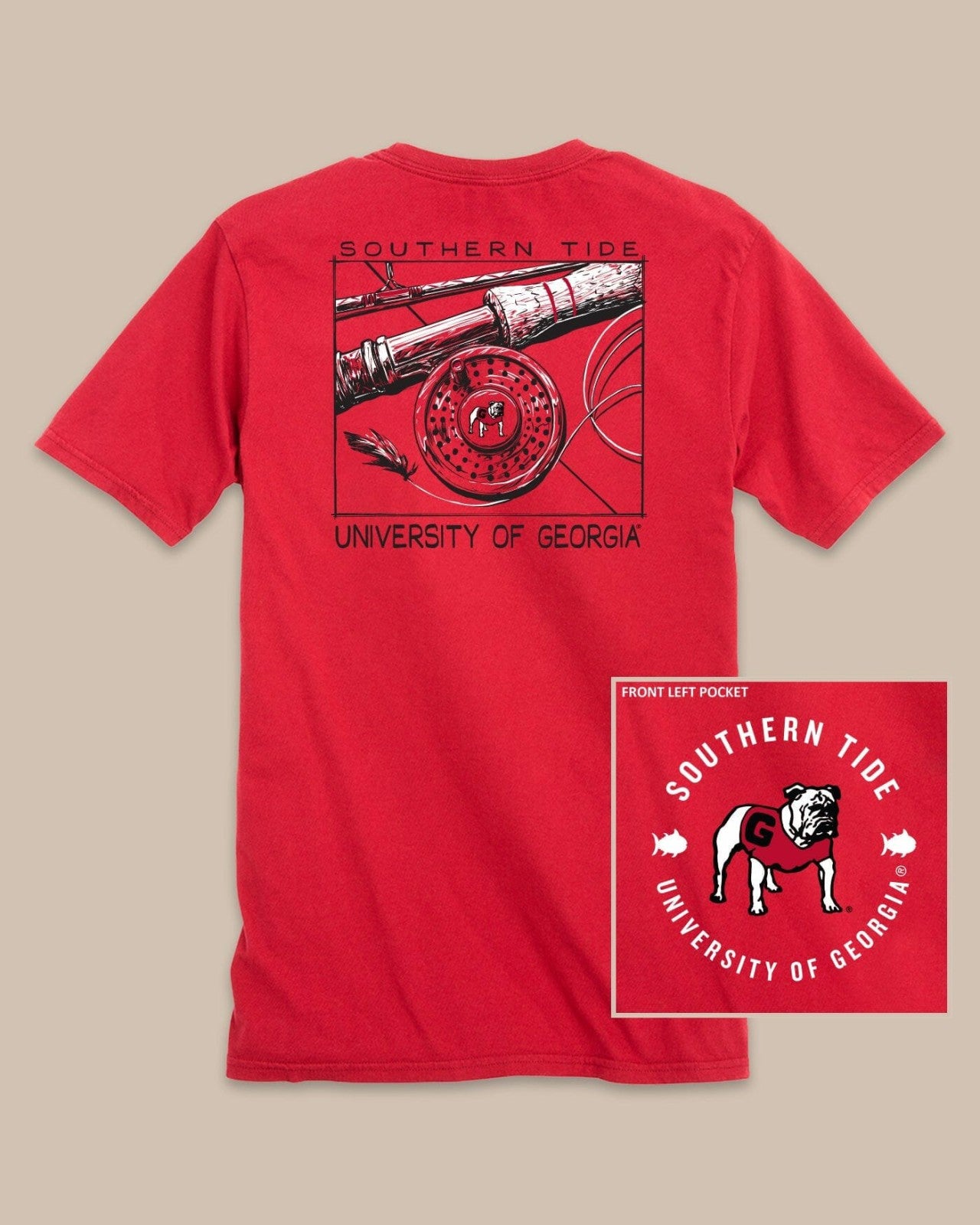 Southern Tide Georgia Bulldogs Gameday Fly Reel T-Shirt For Collegiate