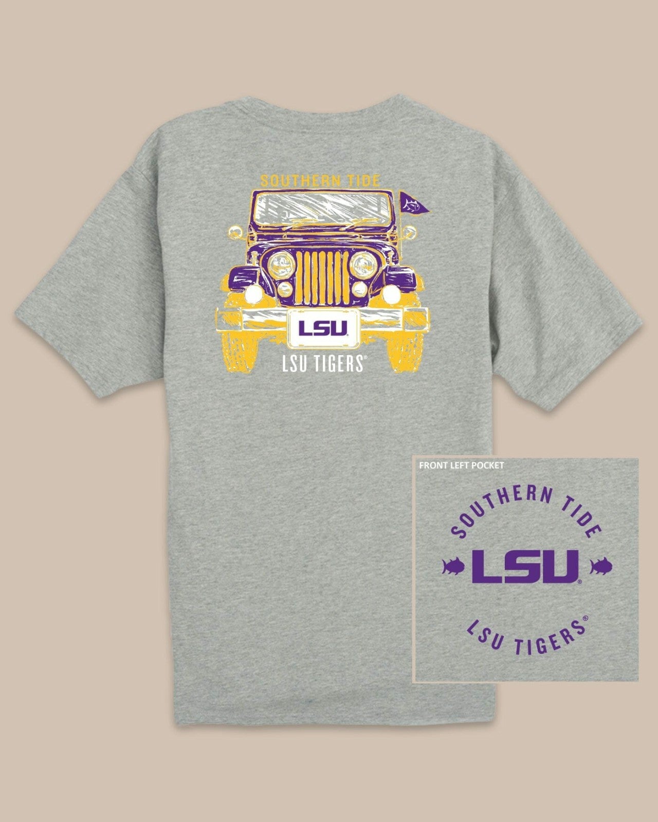 Southern Tide LSU Tigers Heather Front Plate T-Shirt For Collegiate