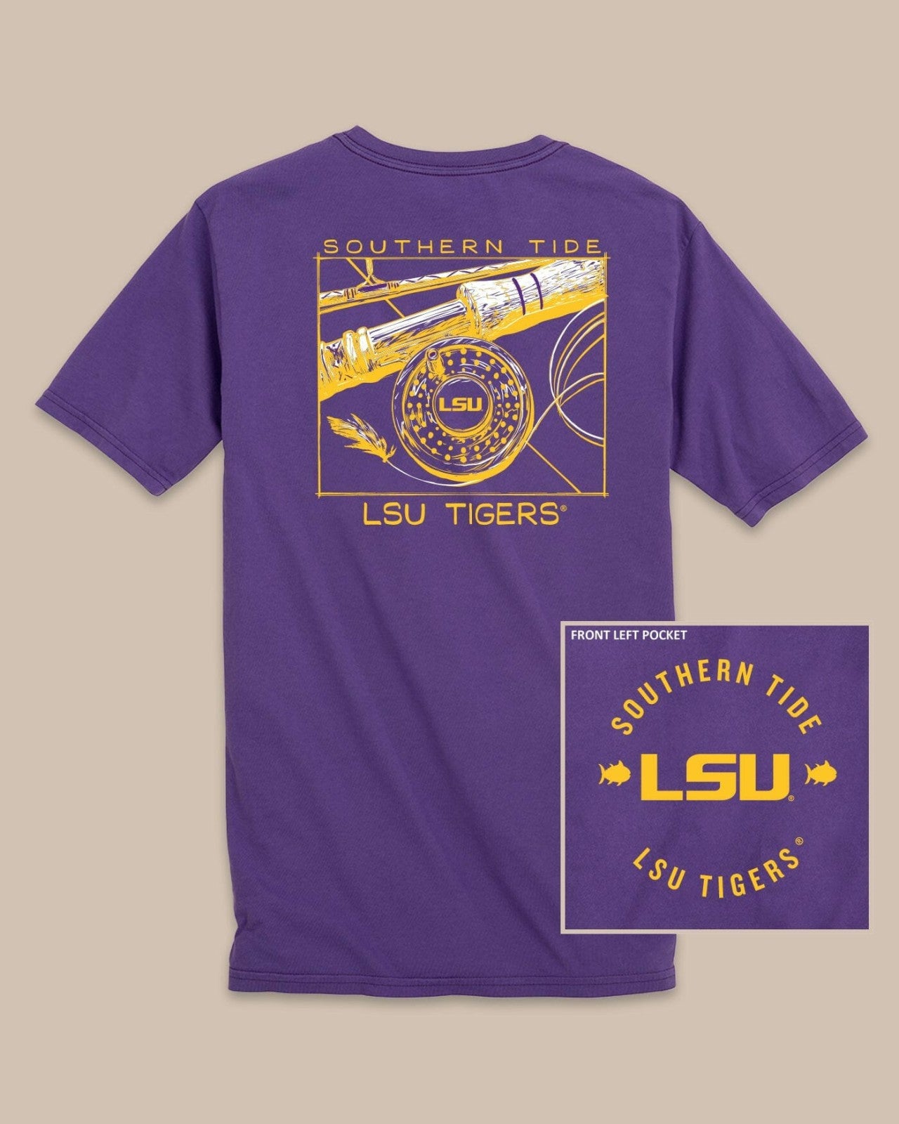 Southern Tide LSU Tigers Gameday Fly Reel T-Shirt For Collegiate