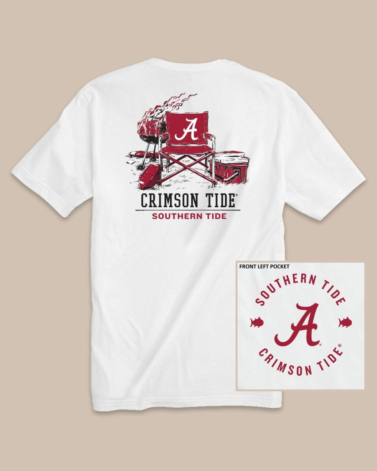 Southern Tide Alabama Crimson Tide Gameday BBQ Tailgate T-Shirt For Collegiate