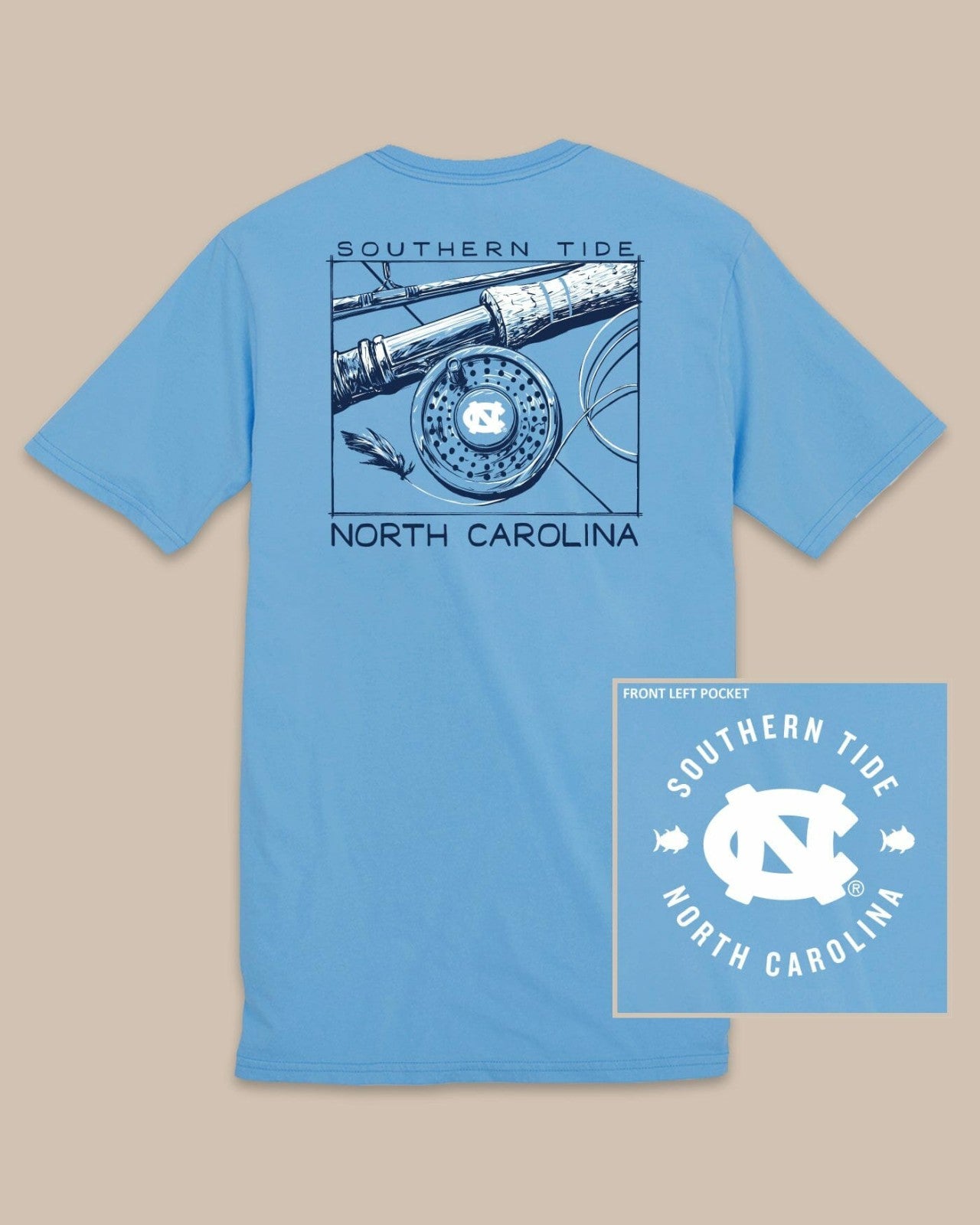 Southern Tide UNC Tar Heels Gameday Fly Reel T-Shirt For Collegiate