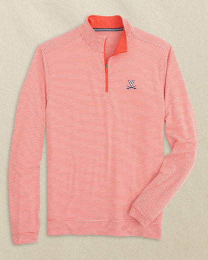 Southern Tide UVA Cavaliers Stripe Heather Quarter Zip For Collegiate