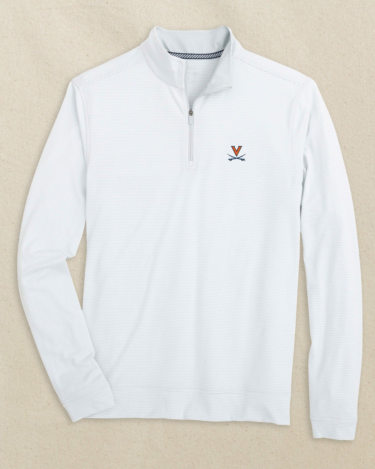 Southern Tide UVA Cavaliers Stripe Heather Quarter Zip For Collegiate