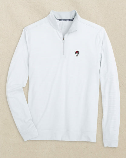 Southern Tide NC State Wolf Head Micro-Stripe Quarter Zip For Collegiate