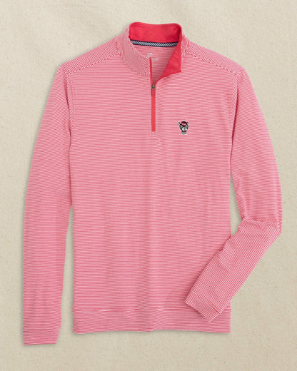 Southern Tide NC State Wolf Head Micro-Stripe Quarter Zip For Collegiate