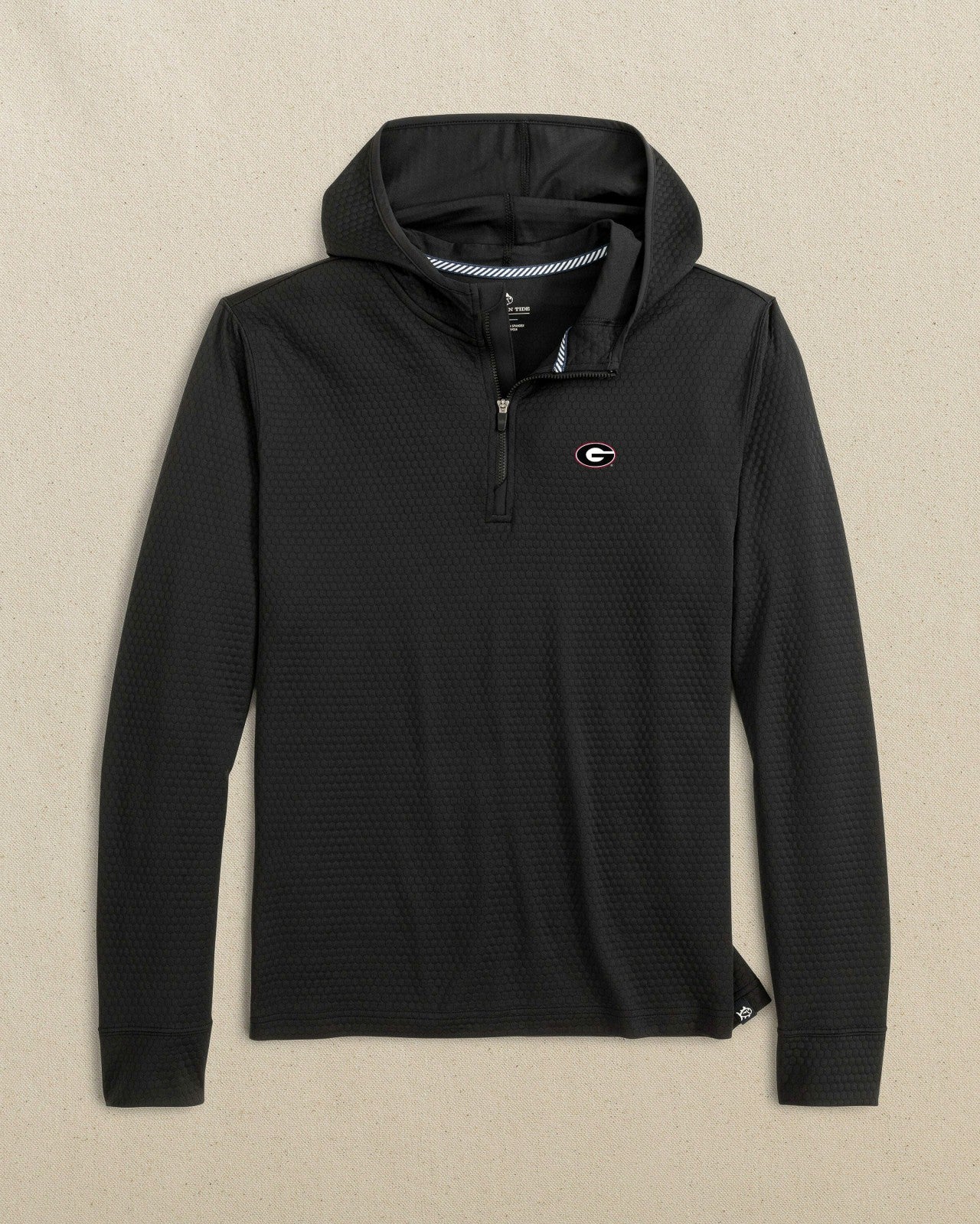 Southern Tide Georgia Bulldogs Oval G Scuttle Quarter Zip Hoodie For Collegiate