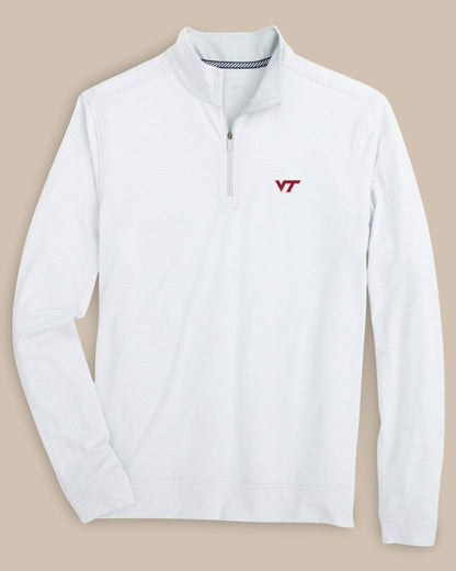 Southern Tide Virginia Tech Hokies Stripe Heather Quarter Zip For Collegiate