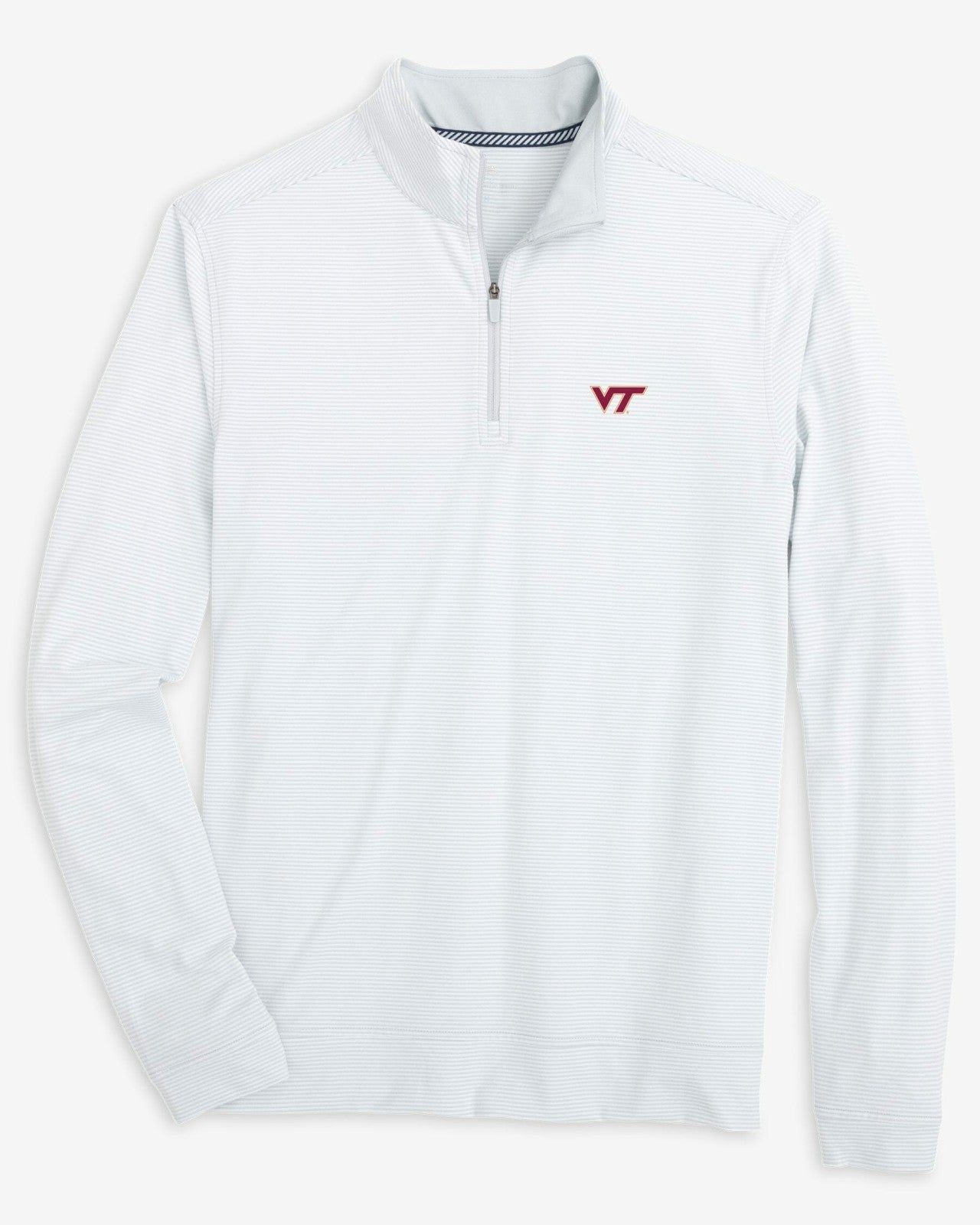 Southern Tide Virginia Tech Hokies Stripe Heather Quarter Zip For Collegiate