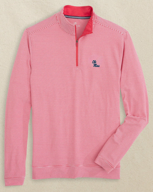 Southern Tide Ole Miss Rebels Stripe Heather Quarter Zip For Collegiate
