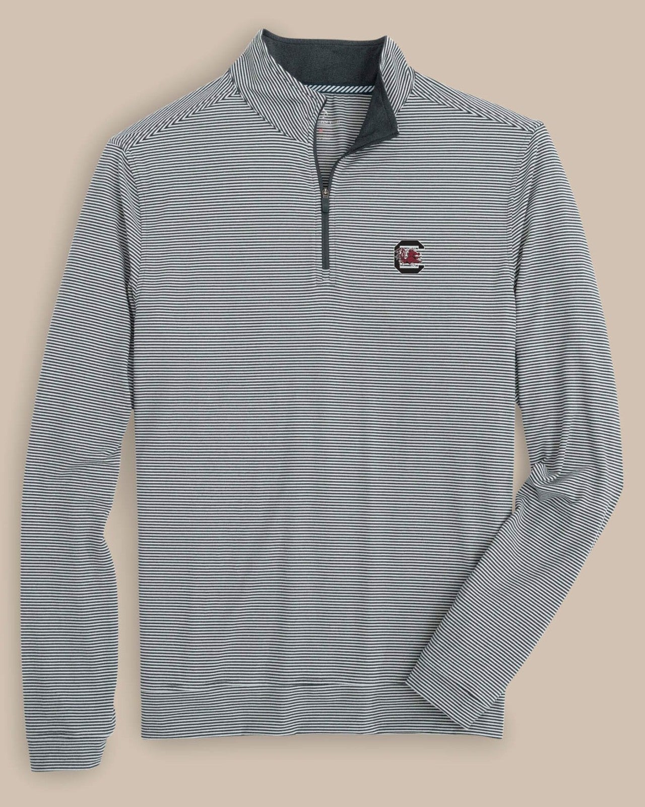 Southern Tide USC Gamecocks Stripe Heather Quarter Zip For Collegiate