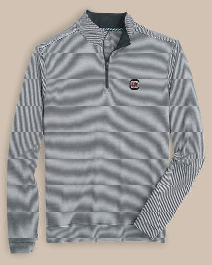 Southern Tide USC Gamecocks Stripe Heather Quarter Zip For Collegiate