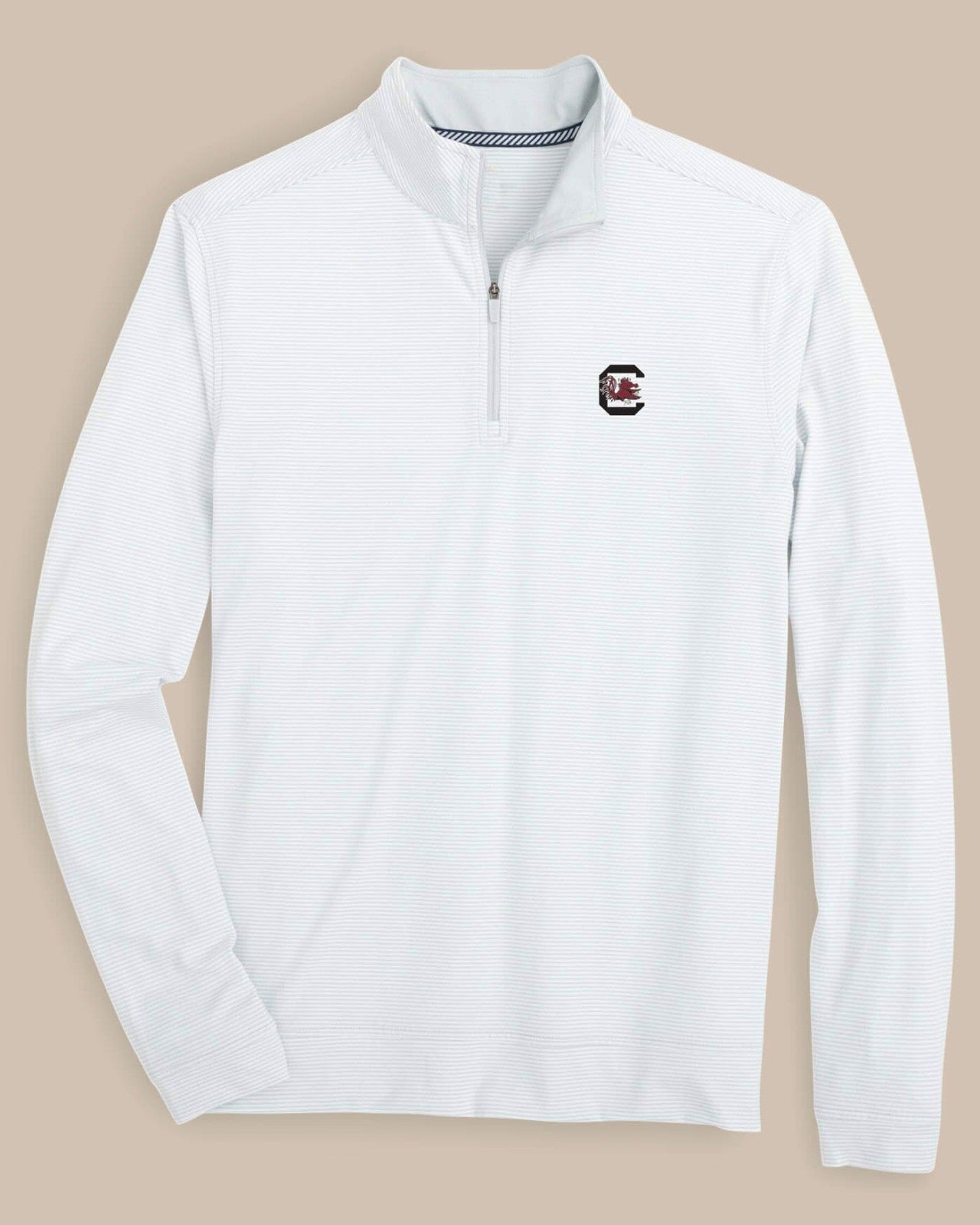 Southern Tide USC Gamecocks Stripe Heather Quarter Zip For Collegiate